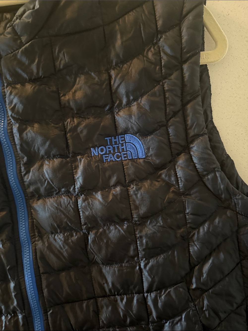 The North Face Black Quilted Vest Thermoball with Blue Accents - Picture 2 of 9